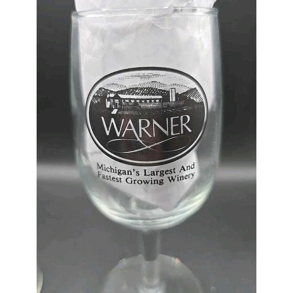 Vntg Warner Michigan's Largest & Fastest Growing Winery Tasting Stem Glass Set 2 - Picture 2 of 6